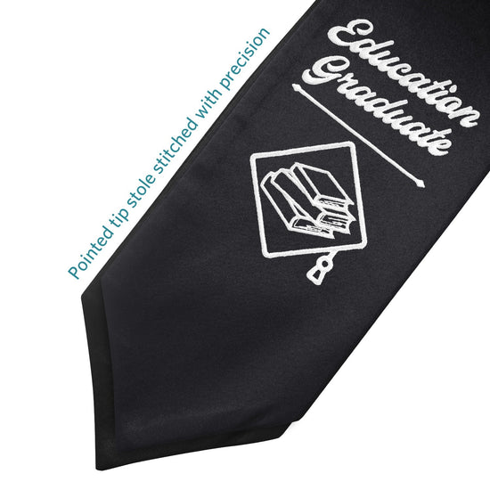 Black Education Graduate Stole/Sash with Classic Tips by Wholesale Grad Supply