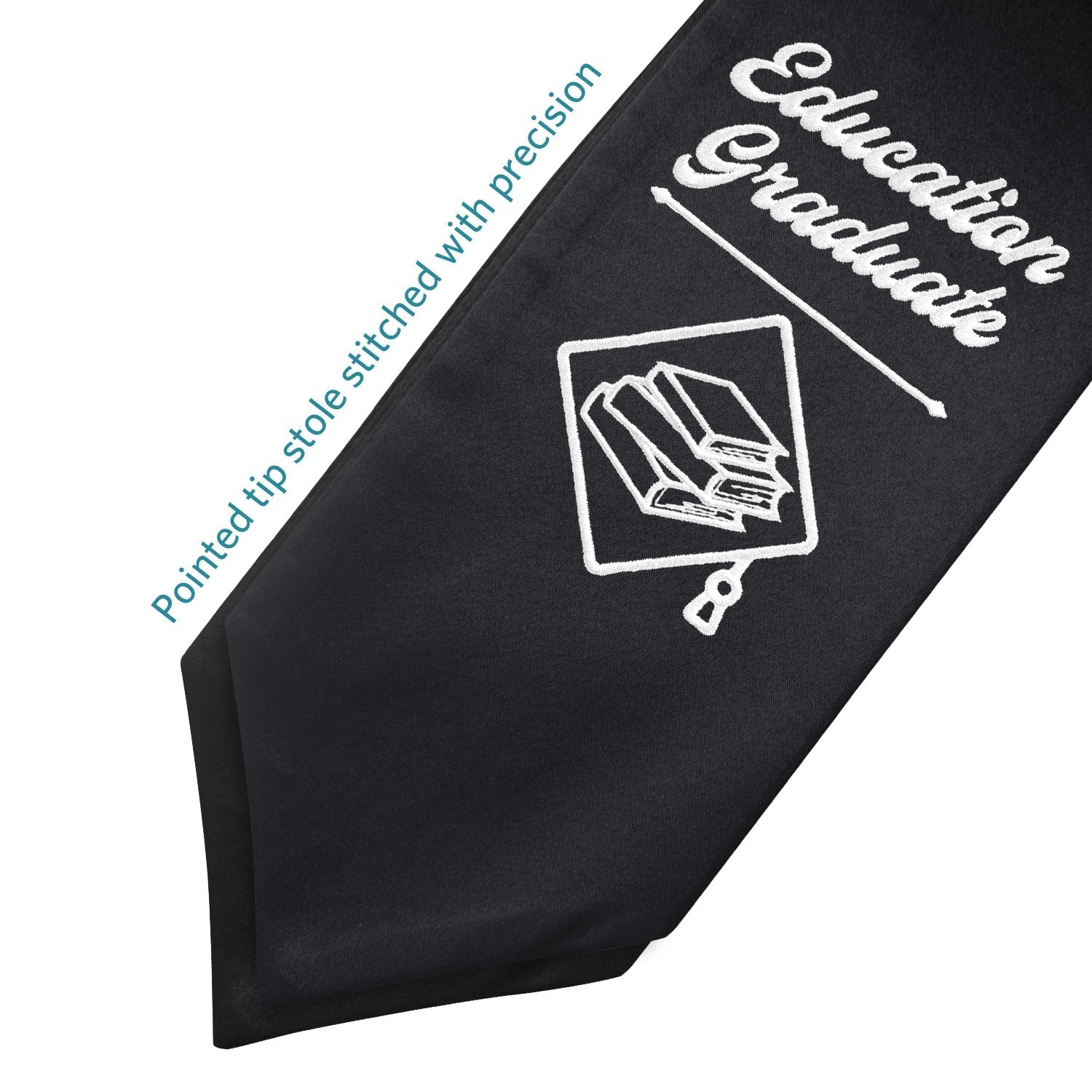 Black Education Graduate Stole/Sash with Classic Tips by Wholesale Grad Supply