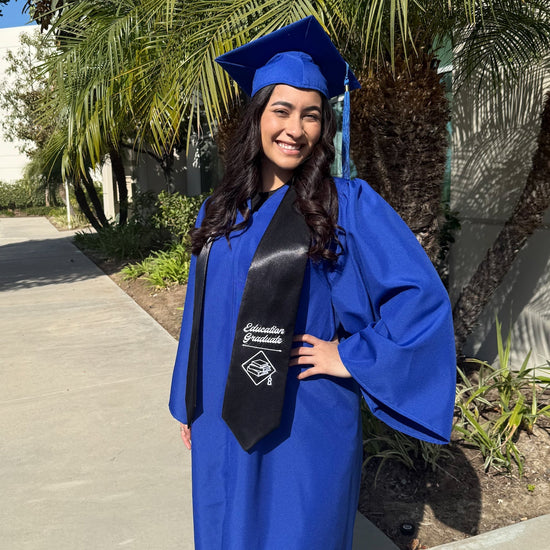 Black Education Graduate Stole/Sash with Classic Tips by Wholesale Grad Supply