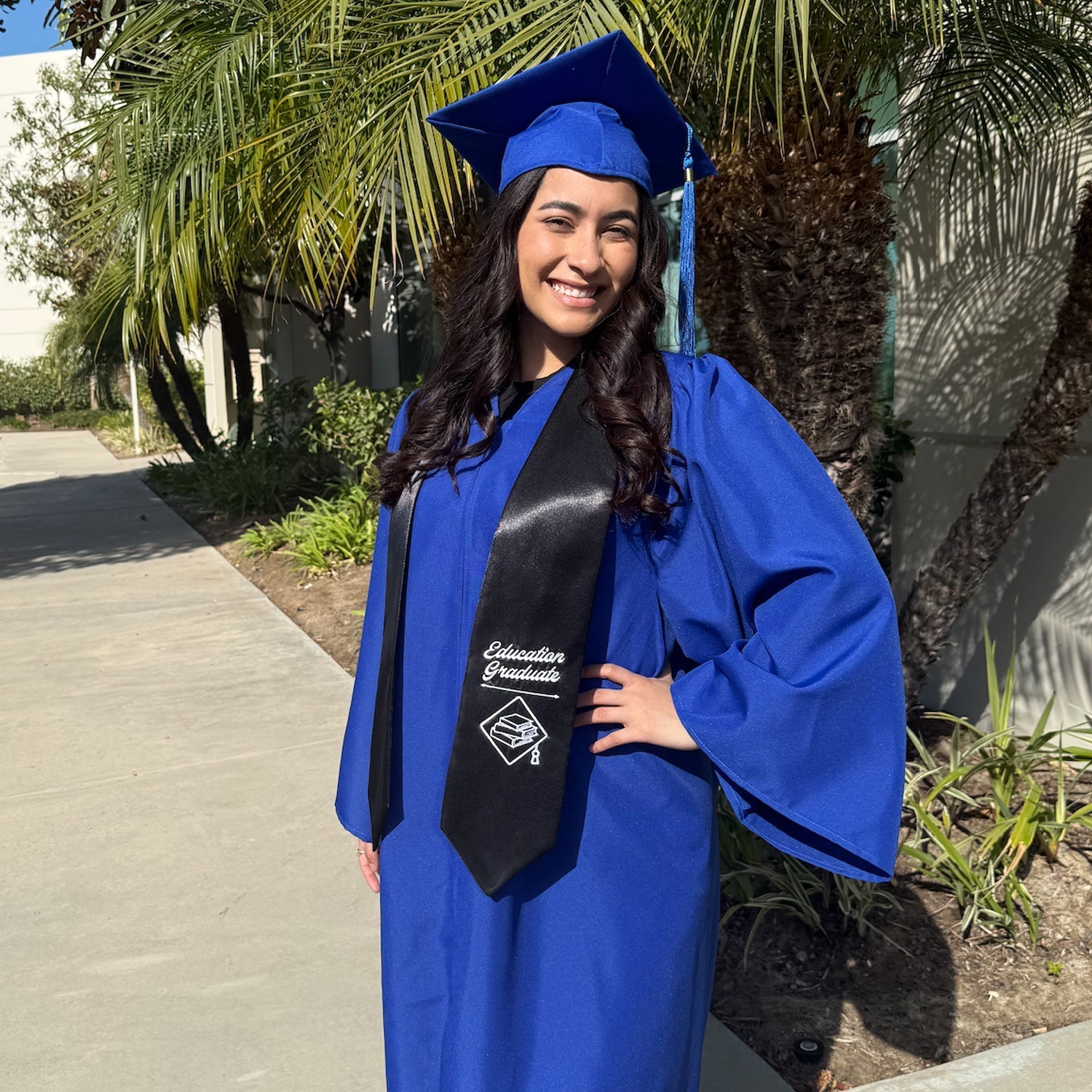 Black Education Graduate Stole/Sash with Classic Tips by Wholesale Grad Supply