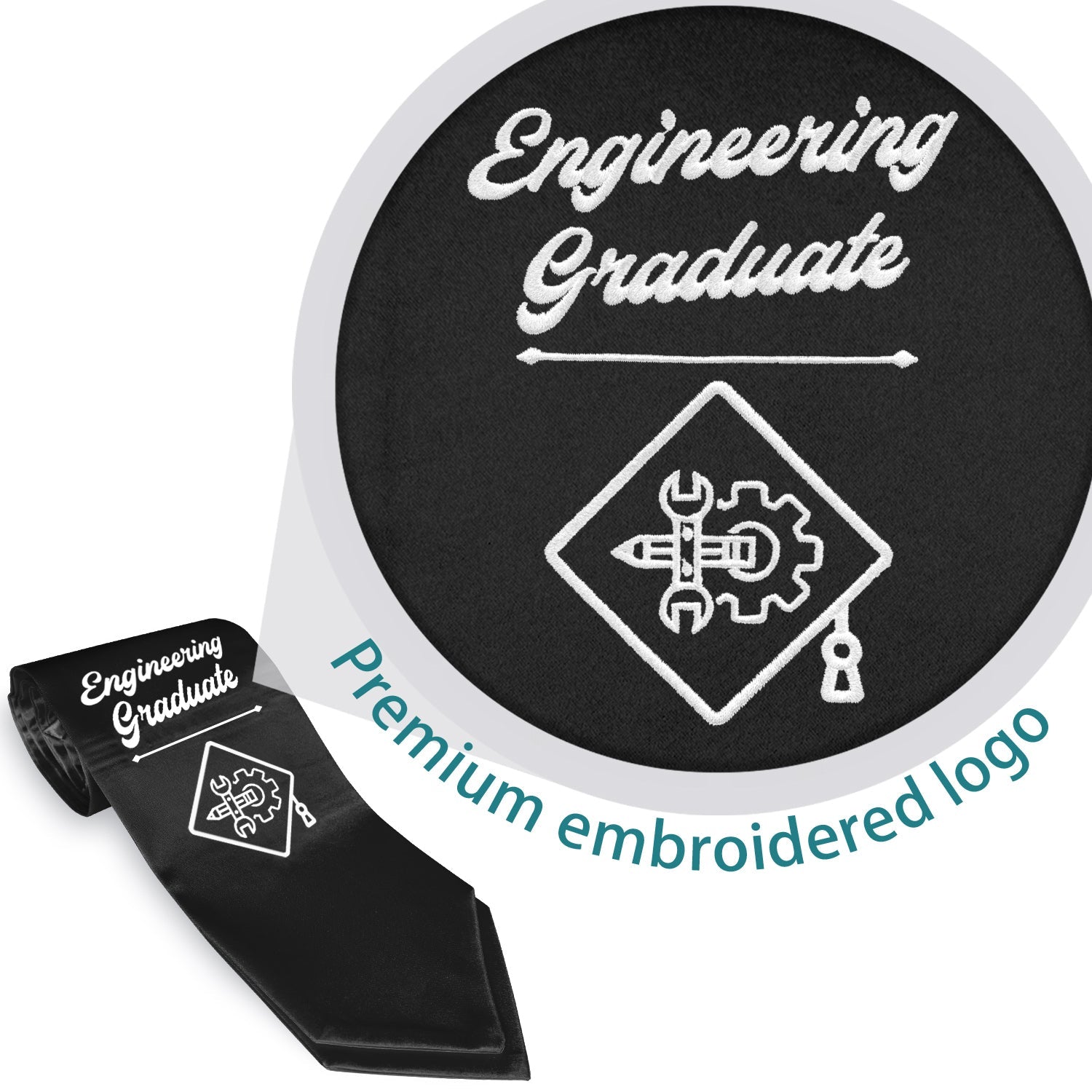 Black Engineering Graduate Stole/Sash with Classic Tips by Wholesale Grad Supply