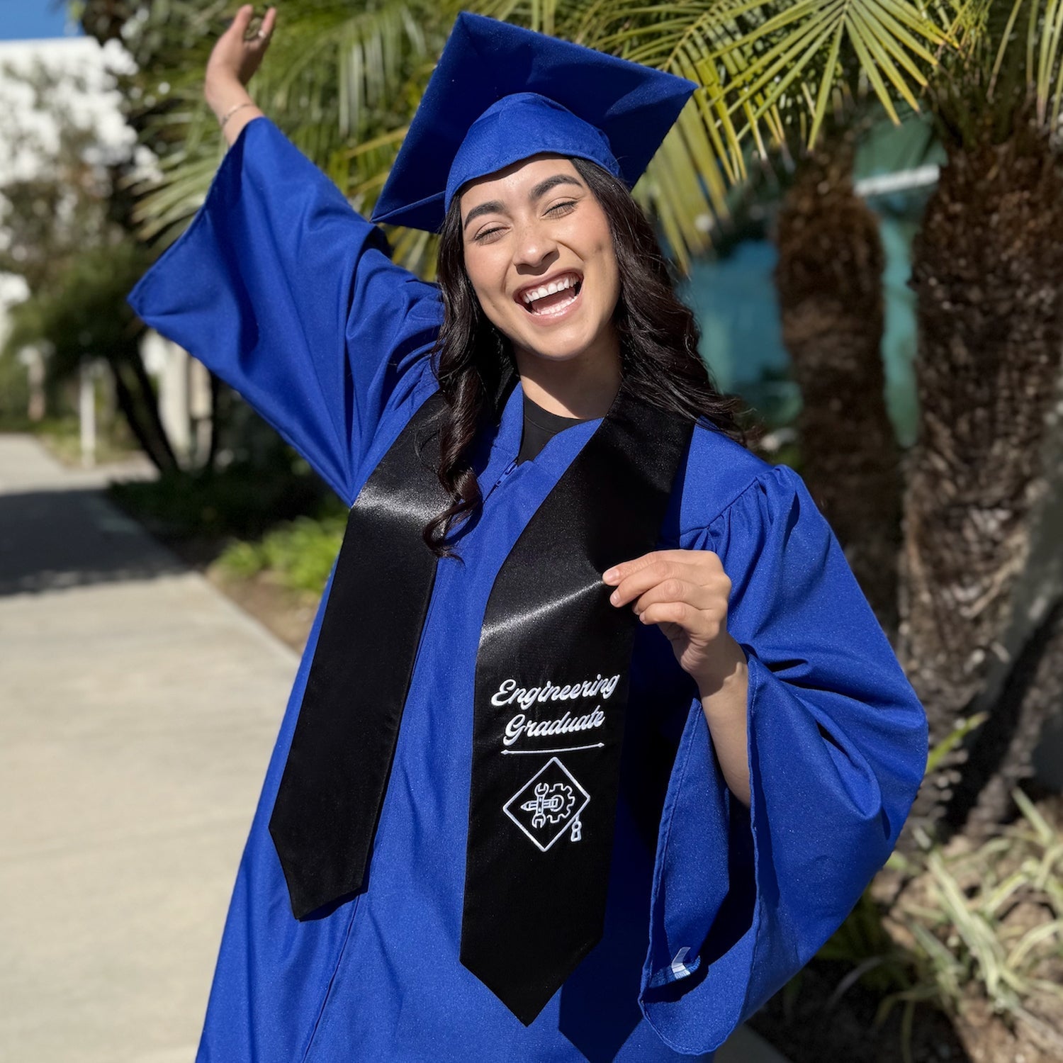 Black Engineering Graduate Stole/Sash with Classic Tips by Wholesale Grad Supply