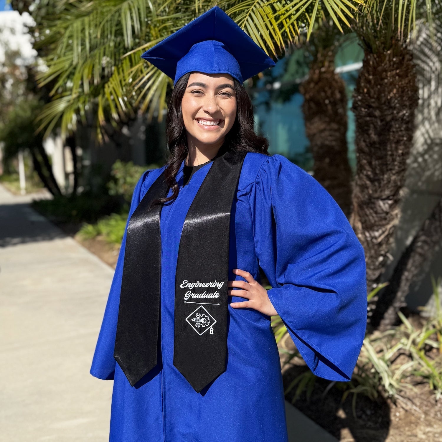 Black Engineering Graduate Stole/Sash with Classic Tips by Wholesale Grad Supply