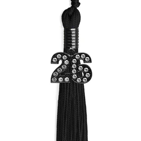 Black Graduation Tassel with Black Bling Charm by Wholesale Grad Supply