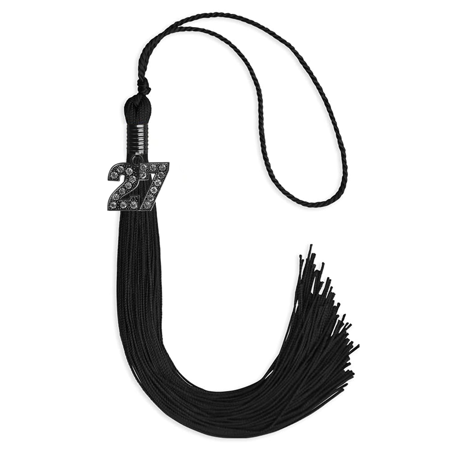 Black Graduation Tassel with Black Bling Charm by Wholesale Grad Supply