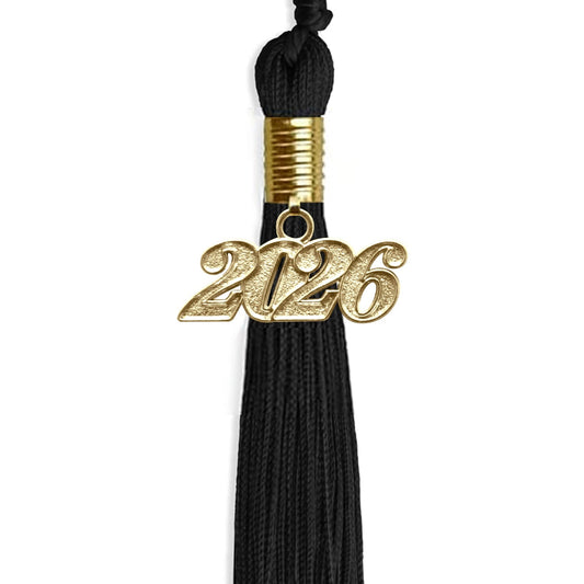 Black Graduation Tassel with Gold Bling Charm by Wholesale Grad Supply