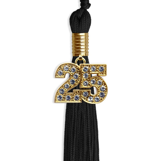 Black Graduation Tassel with Gold Bling Charm by Wholesale Grad Supply