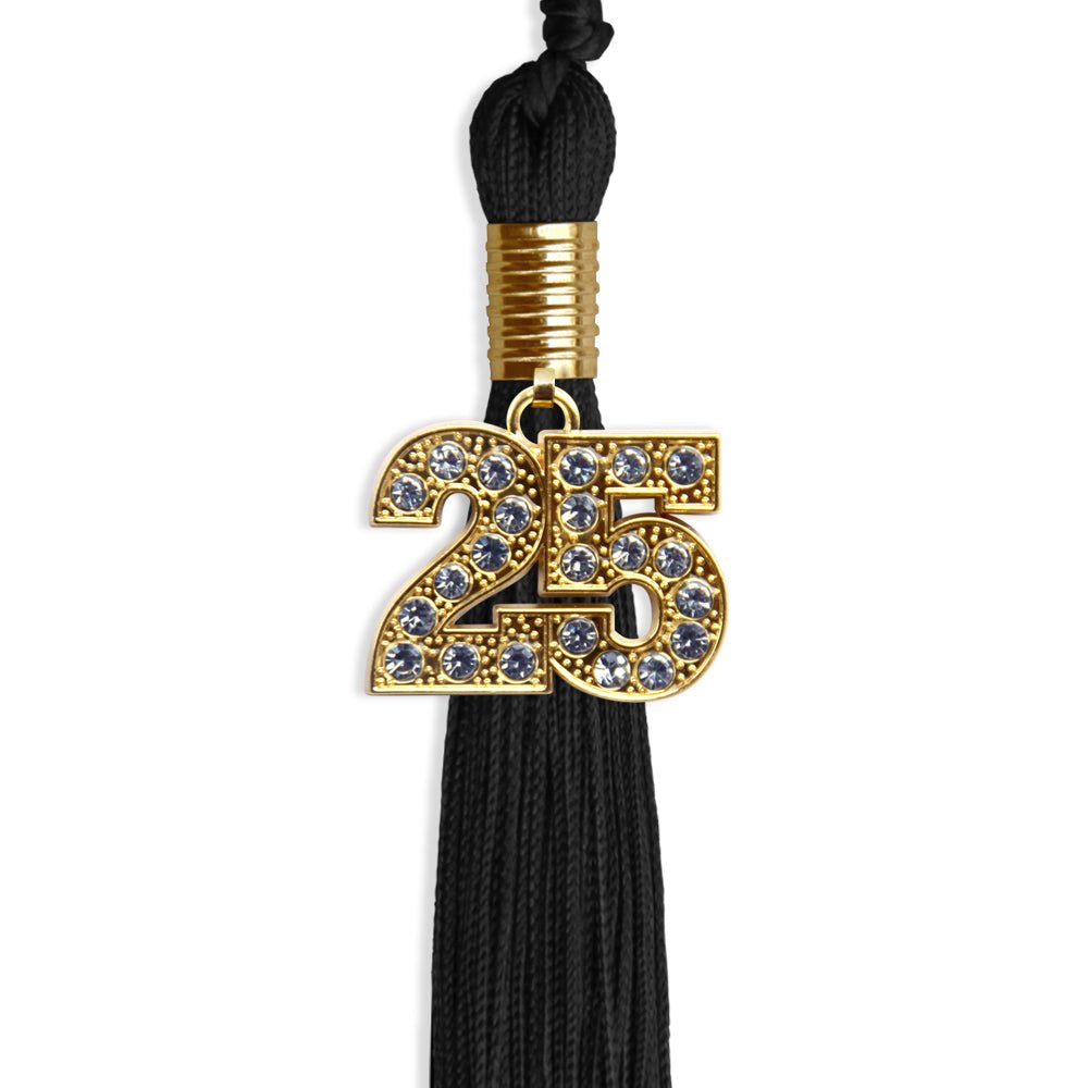 Black Graduation Tassel with Gold Bling Charm by Wholesale Grad Supply