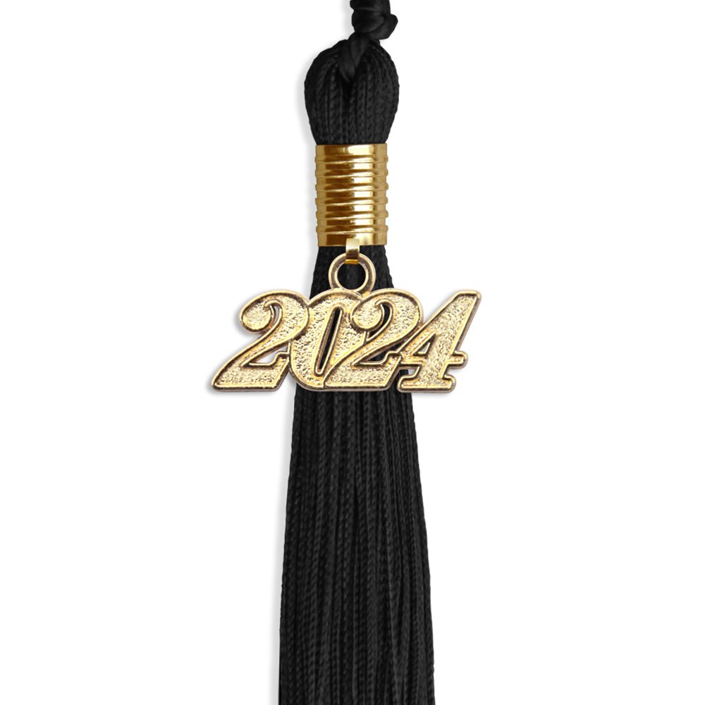 Black Graduation Tassel with Gold Bling Charm by Wholesale Grad Supply