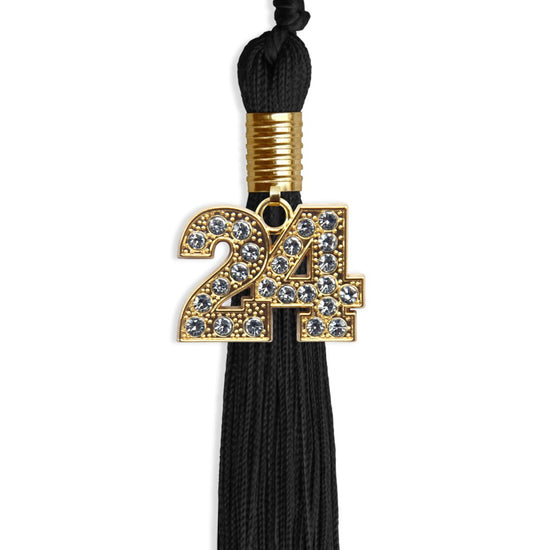 Black Graduation Tassel with Gold Bling Charm by Wholesale Grad Supply