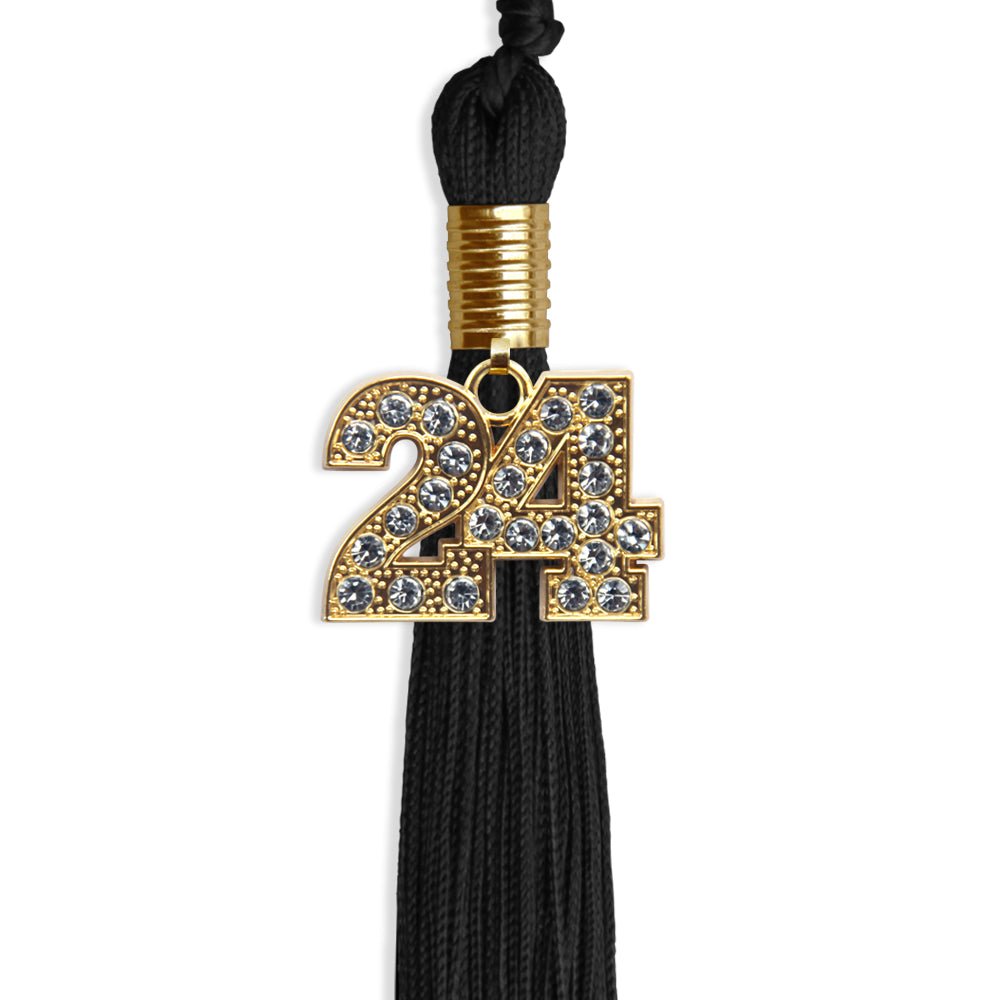 Black Graduation Tassel with Gold Bling Charm by Wholesale Grad Supply
