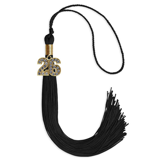 Black Graduation Tassel with Gold Bling Charm by Wholesale Grad Supply