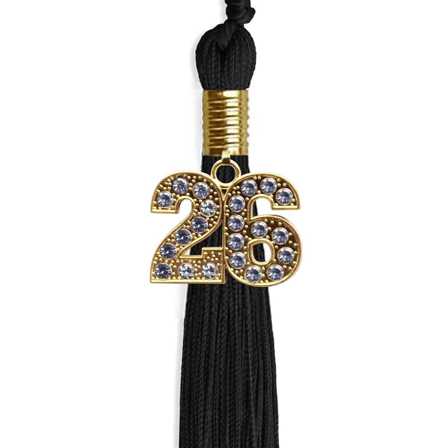 Black Graduation Tassel with Gold Bling Charm by Wholesale Grad Supply