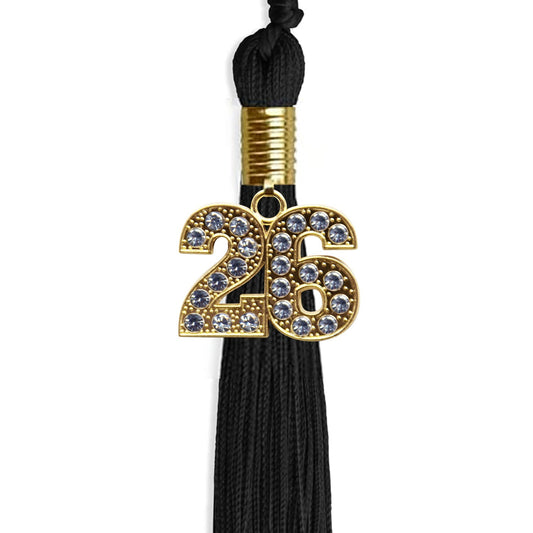 Black Graduation Tassel with Gold Bling Charm by Wholesale Grad Supply