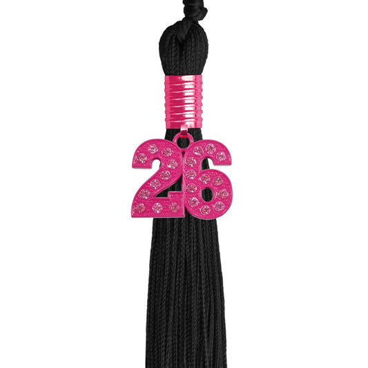 Black Graduation Tassel with Pink Bling Charm by Wholesale Grad Supply