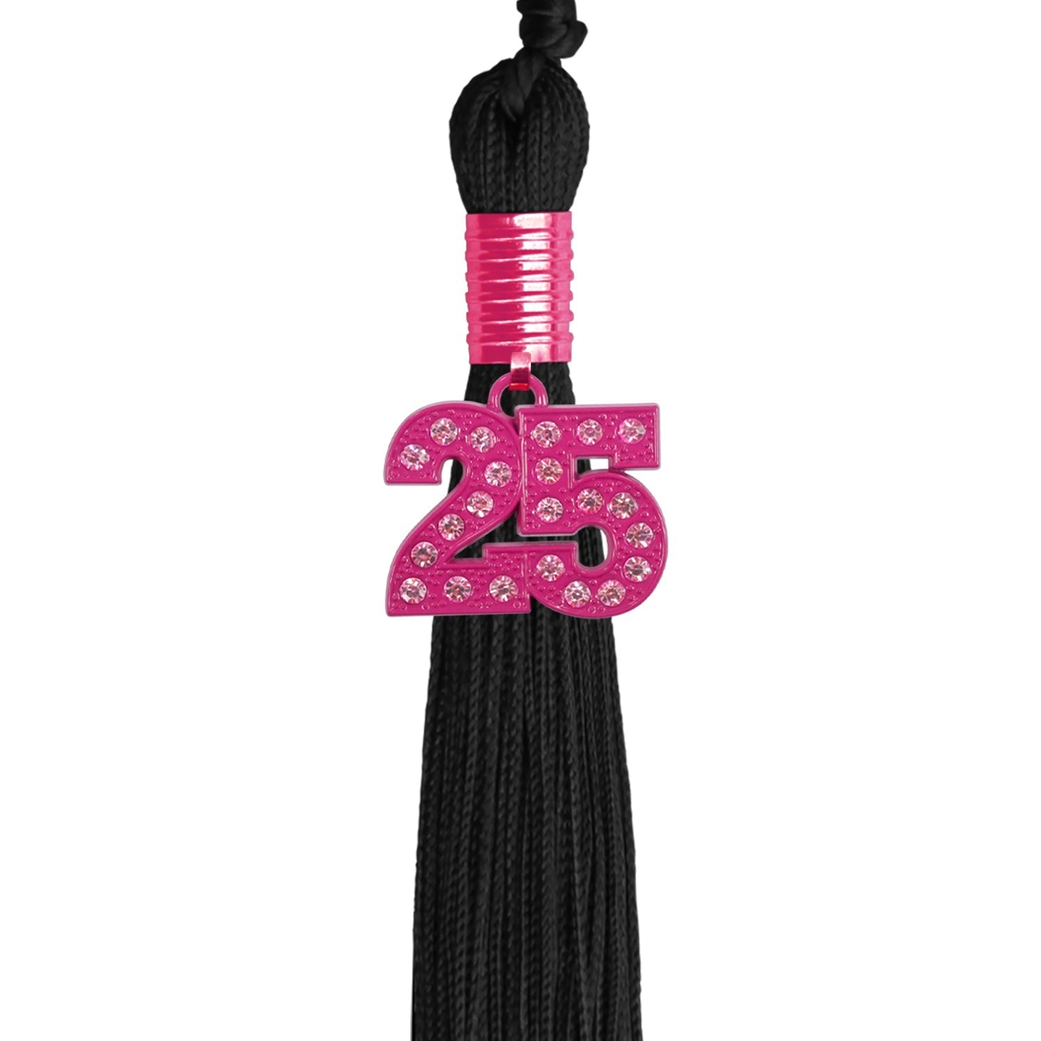 Black Graduation Tassel with Pink Bling Charm by Wholesale Grad Supply