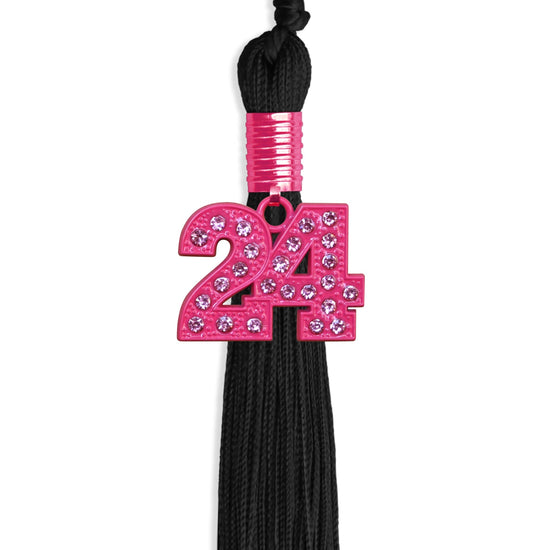 Black Graduation Tassel with Pink Bling Charm by Wholesale Grad Supply