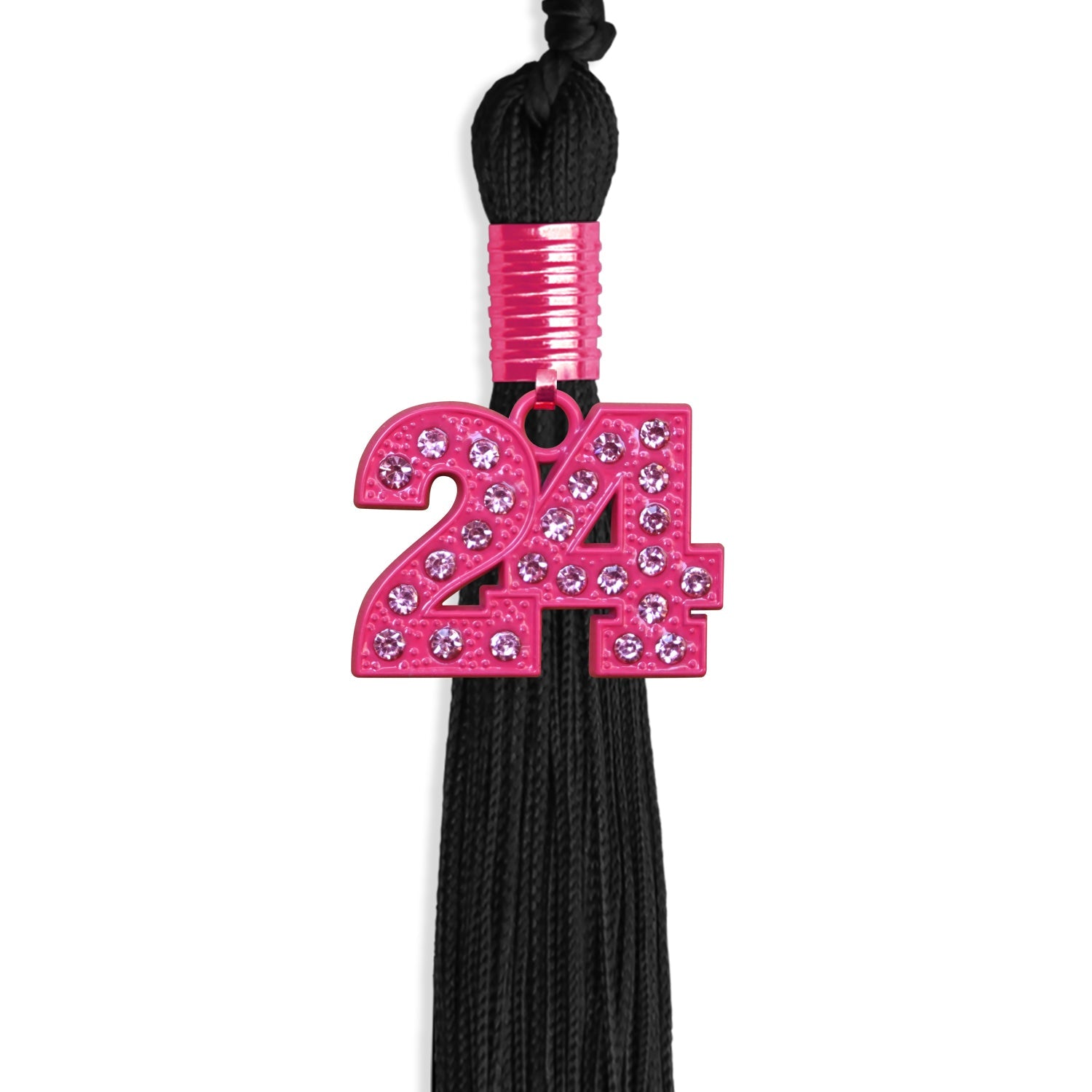 Black Graduation Tassel with Pink Bling Charm by Wholesale Grad Supply