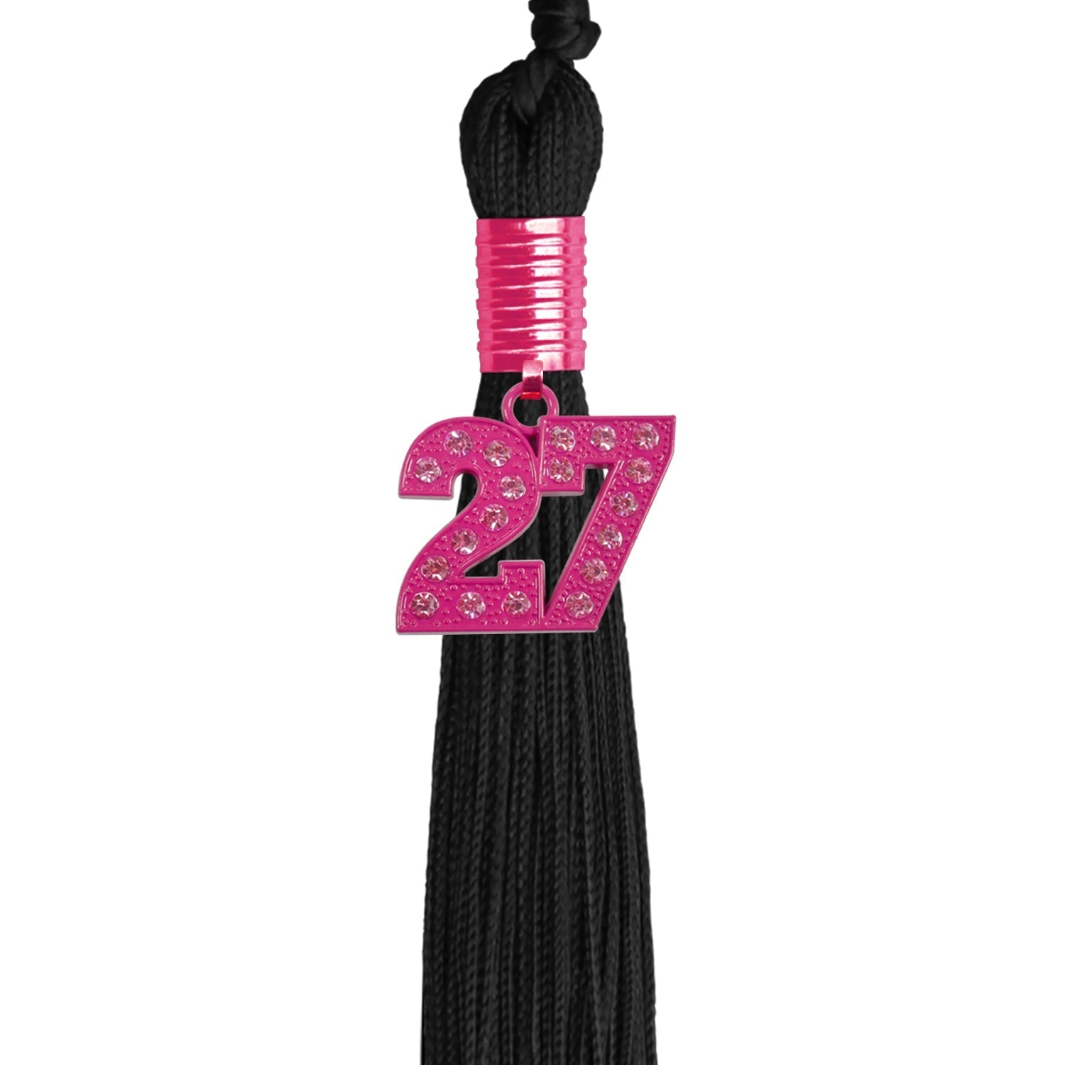 Black Graduation Tassel with Pink Bling Charm by Wholesale Grad Supply