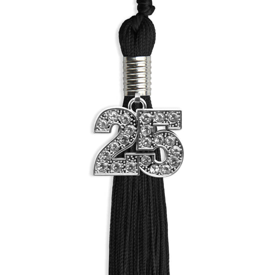Black Graduation Tassel with Silver Bling Charm by Wholesale Grad Supply