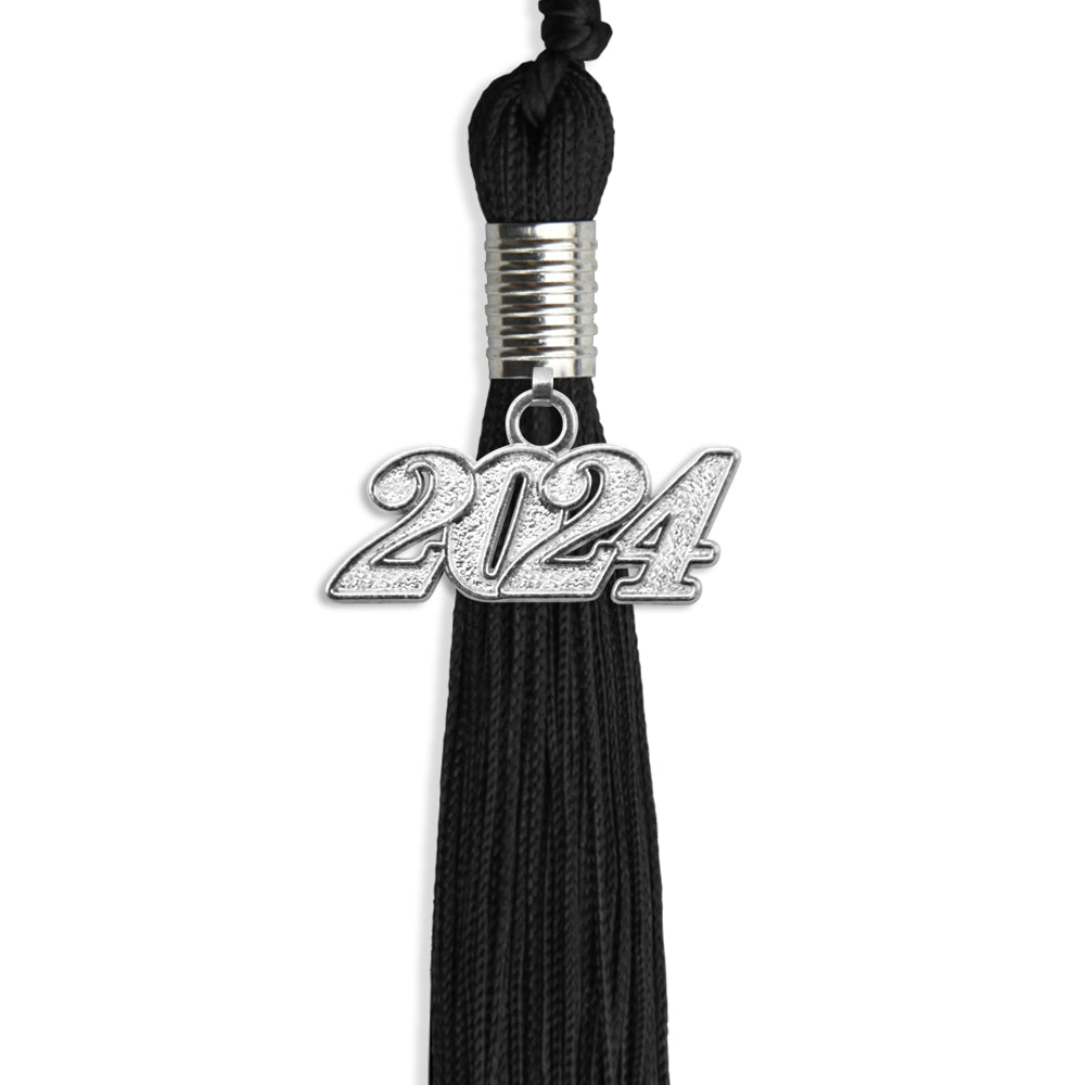 Black Graduation Tassel with Silver Bling Charm by Wholesale Grad Supply