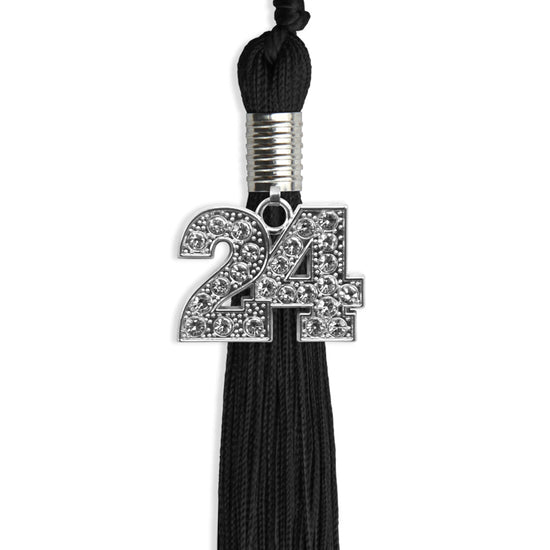 Black Graduation Tassel with Silver Bling Charm by Wholesale Grad Supply