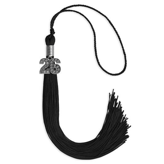 Black Graduation Tassel with Silver Bling Charm by Wholesale Grad Supply