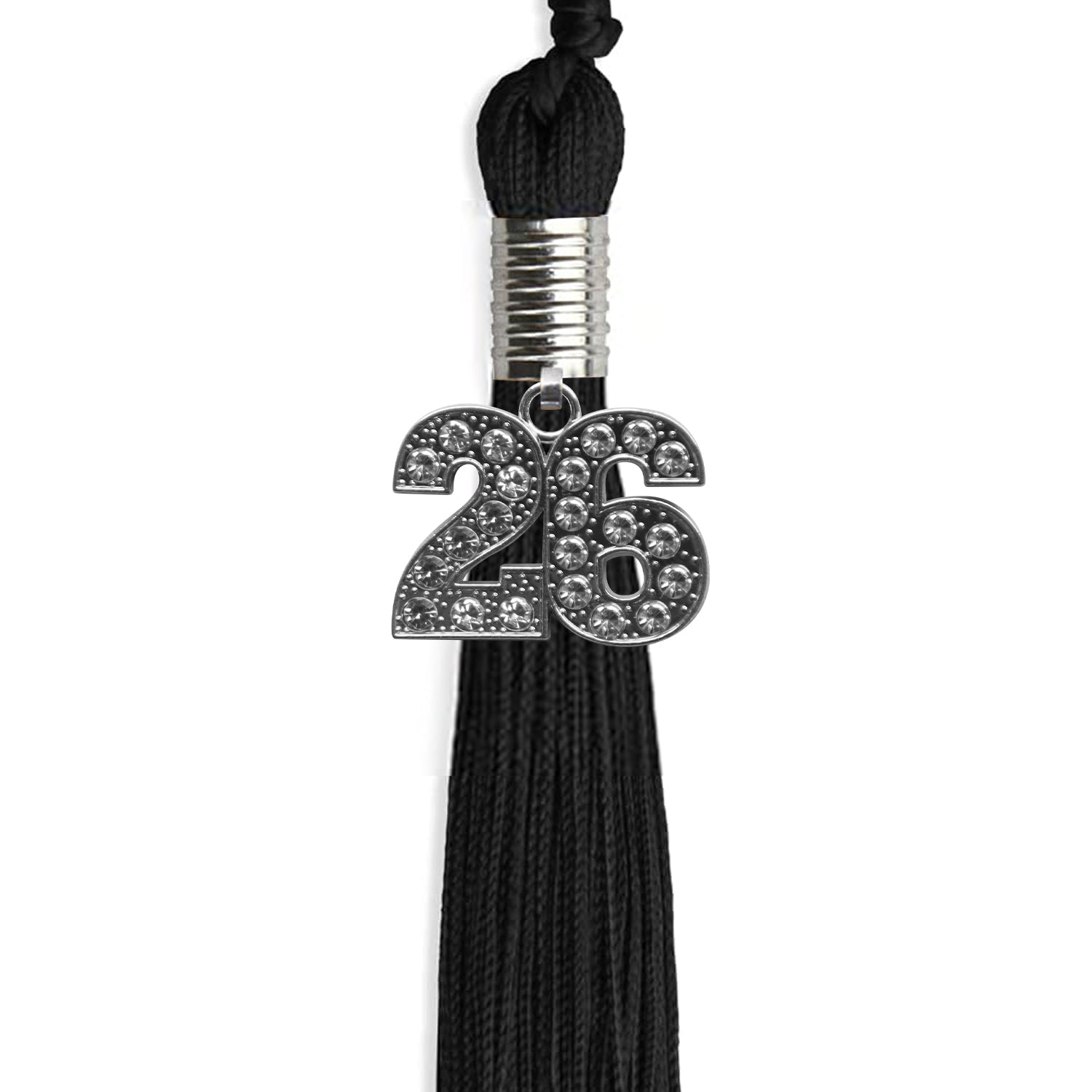 Black Graduation Tassel with Silver Bling Charm by Wholesale Grad Supply