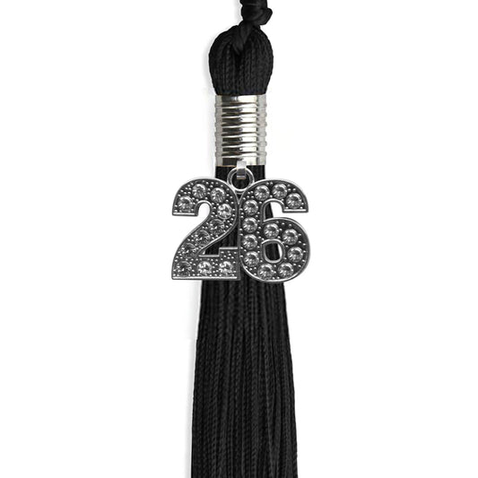 Black Graduation Tassel with Silver Bling Charm by Wholesale Grad Supply