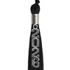 Black Graduation Tassel with Silver Stacked Date Drop by Wholesale Grad Supply