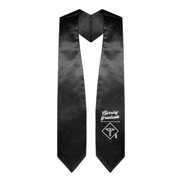 Black Nursing Graduate Stole/Sash with Classic Tips by Wholesale Grad Supply
