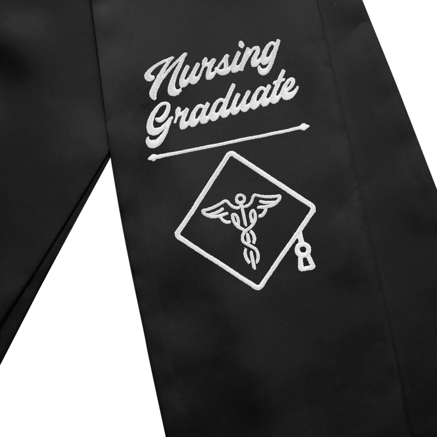 Black Nursing Graduate Stole/Sash with Classic Tips by Wholesale Grad Supply