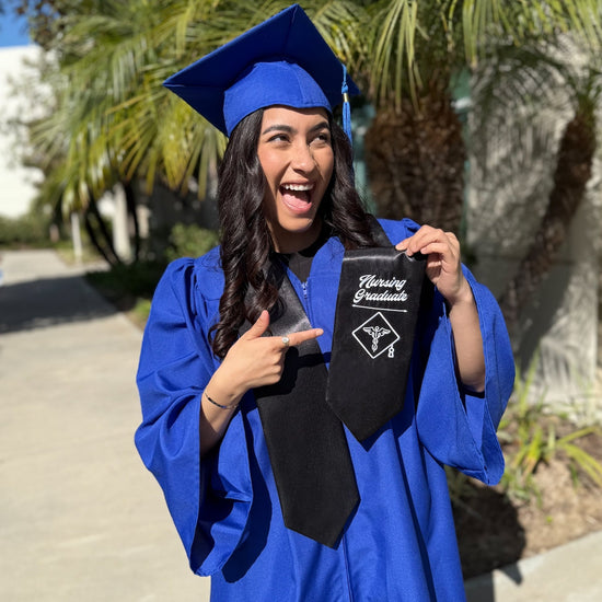 Black Nursing Graduate Stole/Sash with Classic Tips by Wholesale Grad Supply