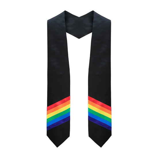Black Rainbow LGBTQ+ Gay Pride Graduation Stole by Wholesale Grad Supply