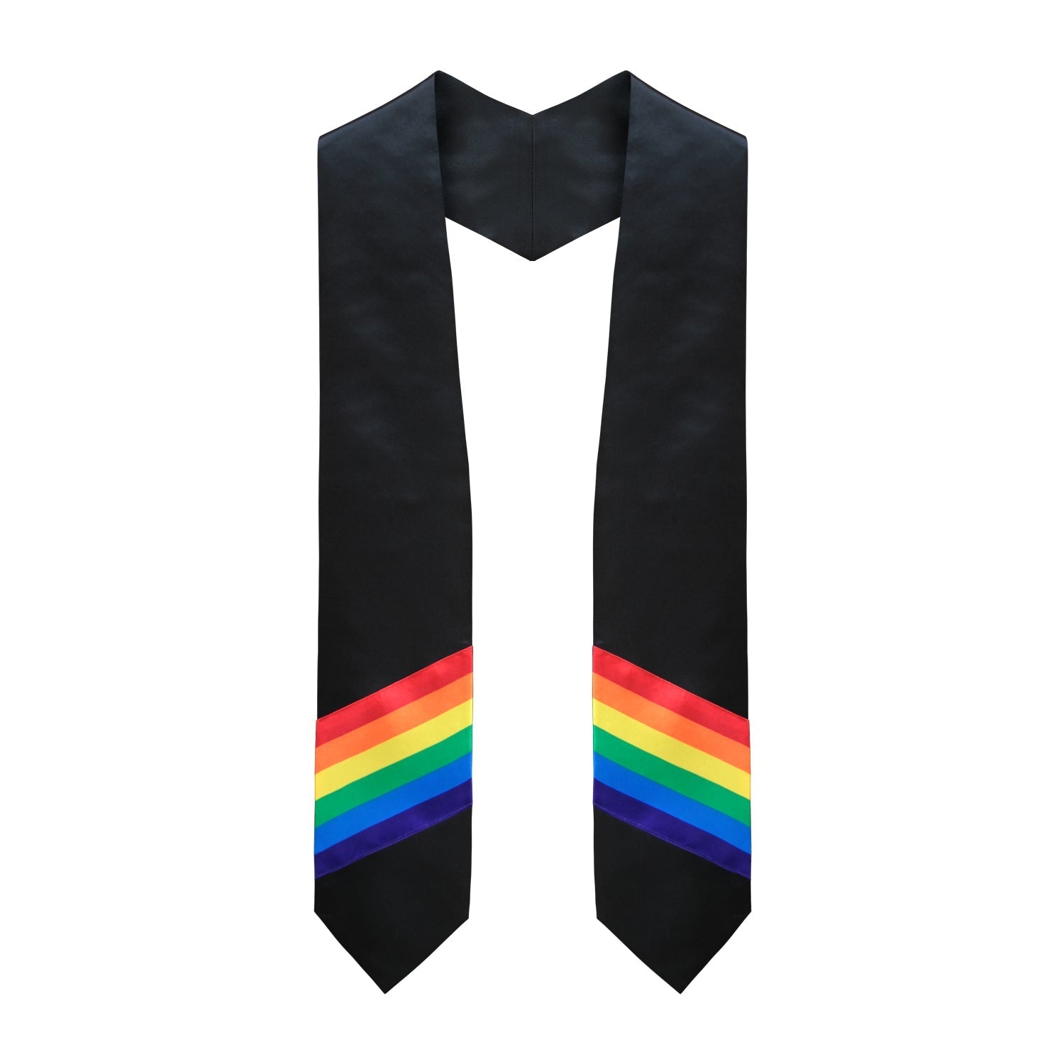 Black Rainbow LGBTQ+ Gay Pride Graduation Stole by Wholesale Grad Supply