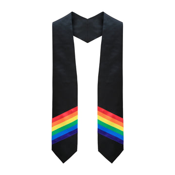 Black Rainbow LGBTQ+ Gay Pride Graduation Stole by Wholesale Grad Supply