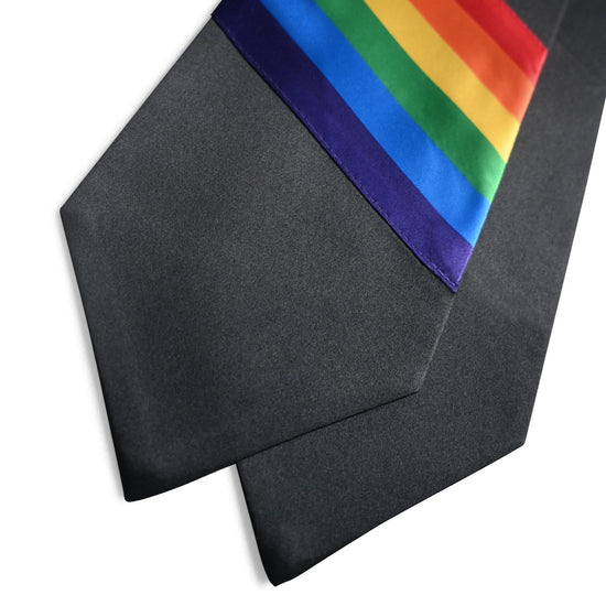 Black Rainbow LGBTQ+ Gay Pride Graduation Stole by Wholesale Grad Supply