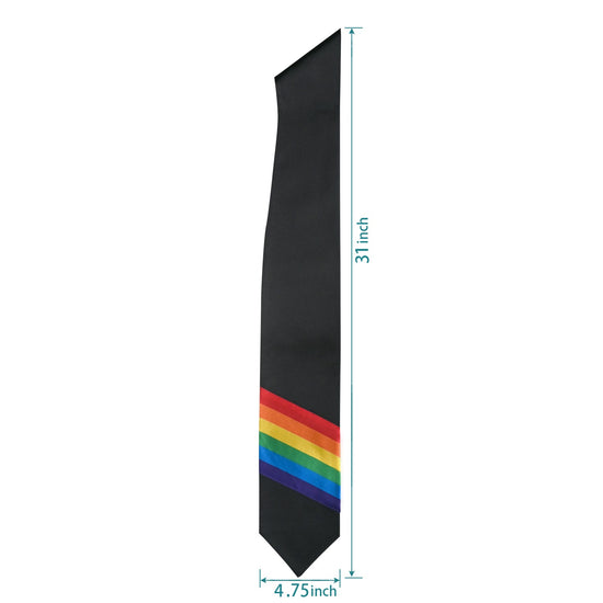 Black Rainbow LGBTQ+ Gay Pride Graduation Stole by Wholesale Grad Supply