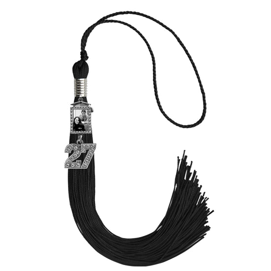 Black Tassel with Photo Frame Charm and Bling Charm by Wholesale Grad Supply