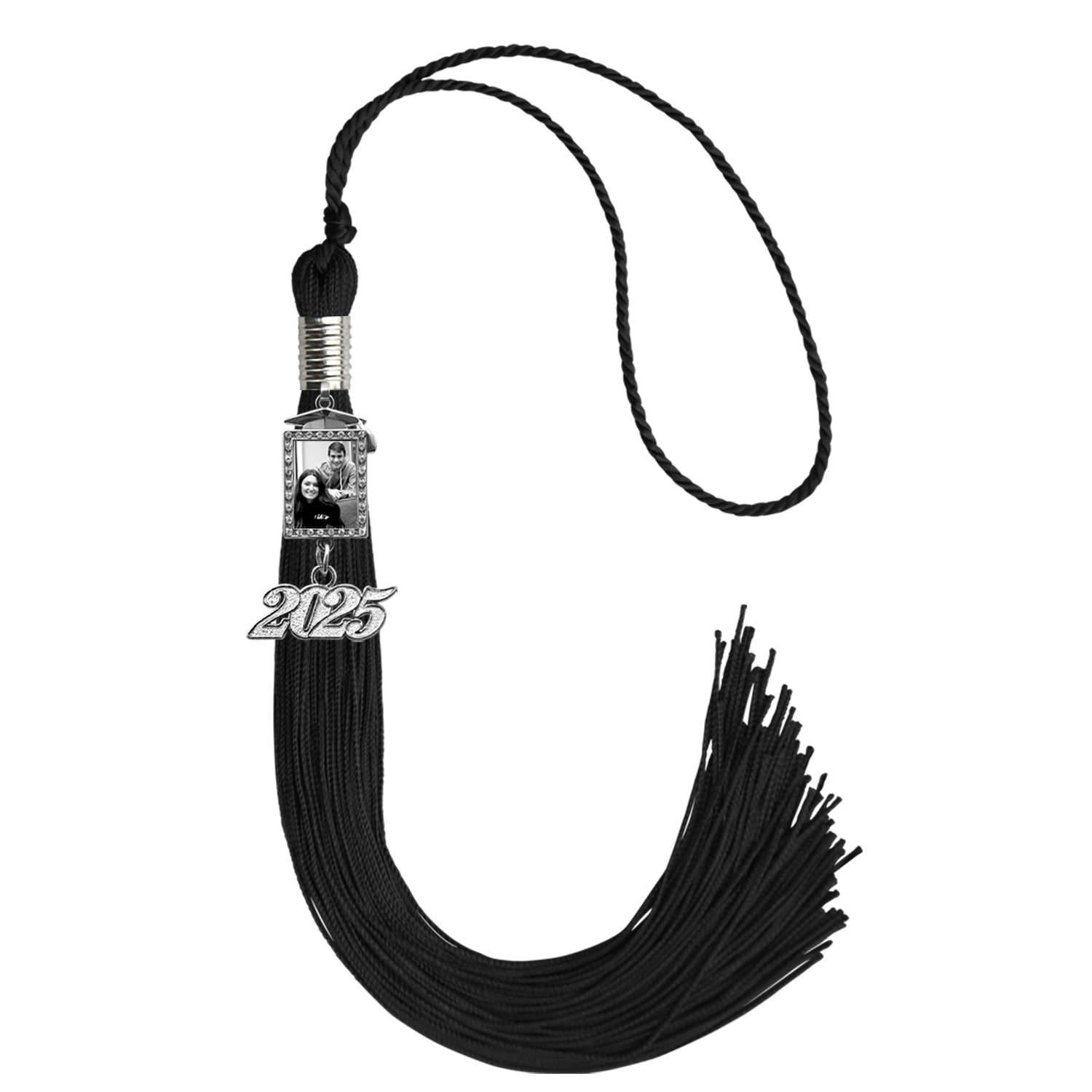 Black Tassel with Photo Frame Charm and Year Date Drop by Wholesale Grad Supply