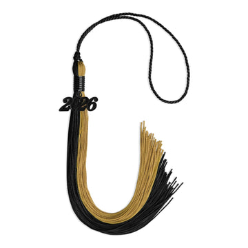 Black/Antique Gold Graduation Tassel with Black Bling Charm by Wholesale Grad Supply
