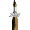 Black/Antique Gold Graduation Tassel with Silver Bling Charm by Wholesale Grad Supply