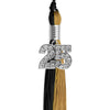 Black/Antique Gold Graduation Tassel with Silver Bling Charm by Wholesale Grad Supply
