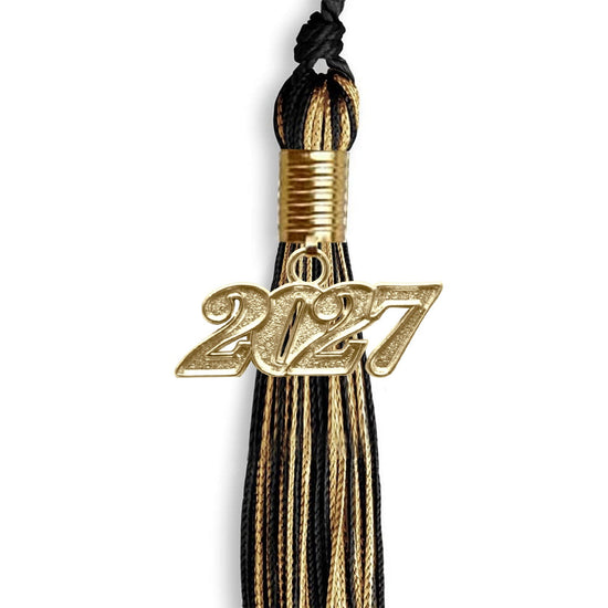Black/Antique Gold Mixed Color Graduation Tassel with Gold Bling Charm by Wholesale Grad Supply