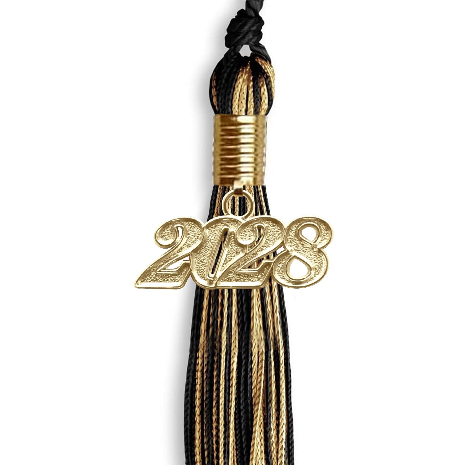Black/Antique Gold Mixed Color Graduation Tassel with Gold Bling Charm by Wholesale Grad Supply