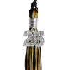 Black/Antique Gold Mixed Color Graduation Tassel with Silver Bling Charm by Wholesale Grad Supply