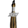 Black/Antique Gold Mixed Color Graduation Tassel with Silver Bling Charm by Wholesale Grad Supply