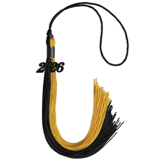 Black/Bright Gold Graduation Tassel with Black Bling Charm by Wholesale Grad Supply