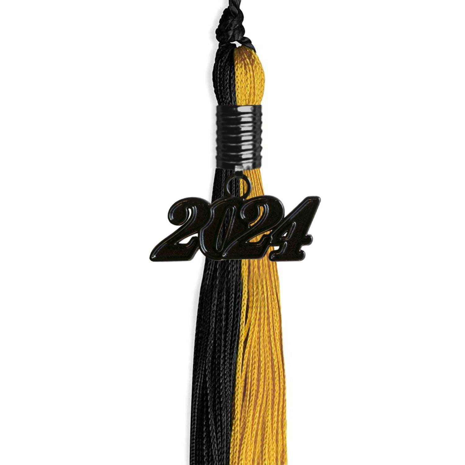 Black/Bright Gold Graduation Tassel with Black Bling Charm by Wholesale Grad Supply