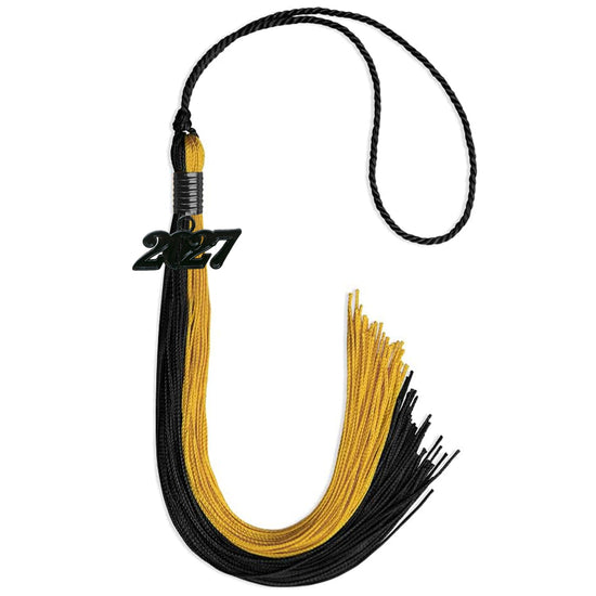 Black/Bright Gold Graduation Tassel with Black Bling Charm by Wholesale Grad Supply